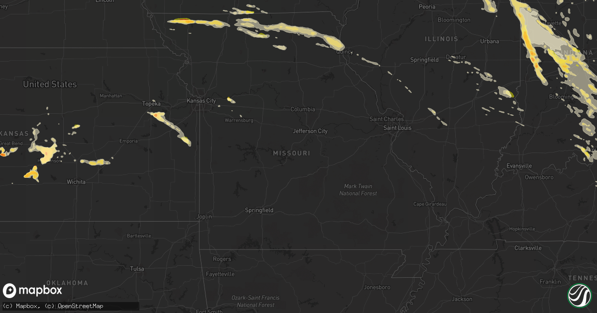 Hail map in Missouri on July 13, 2015