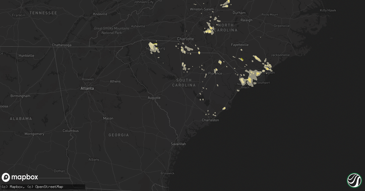 Hail map in South Carolina on July 13, 2015