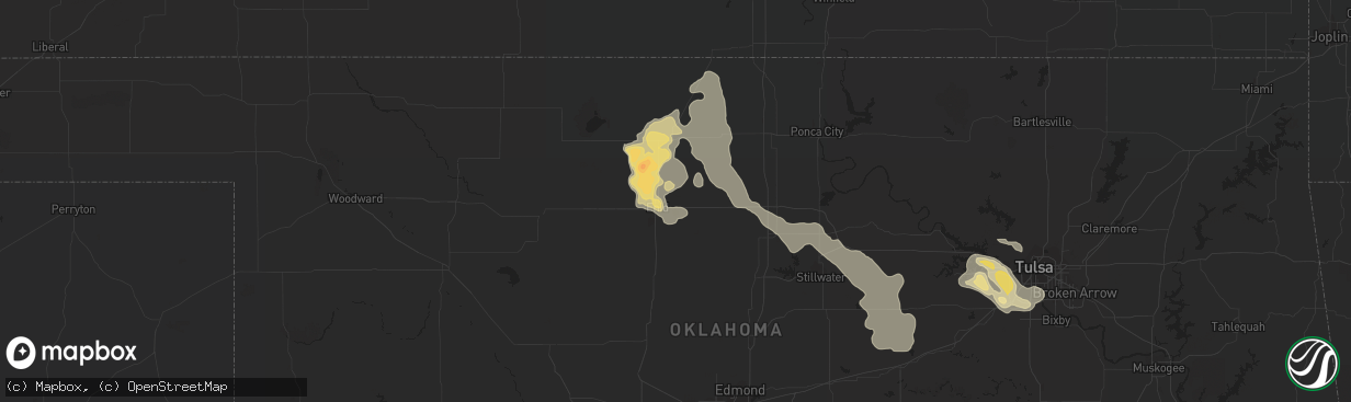 Hail map in Enid, OK on July 13, 2016