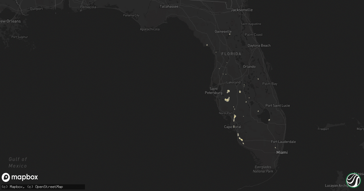 Hail map in Florida on July 13, 2016