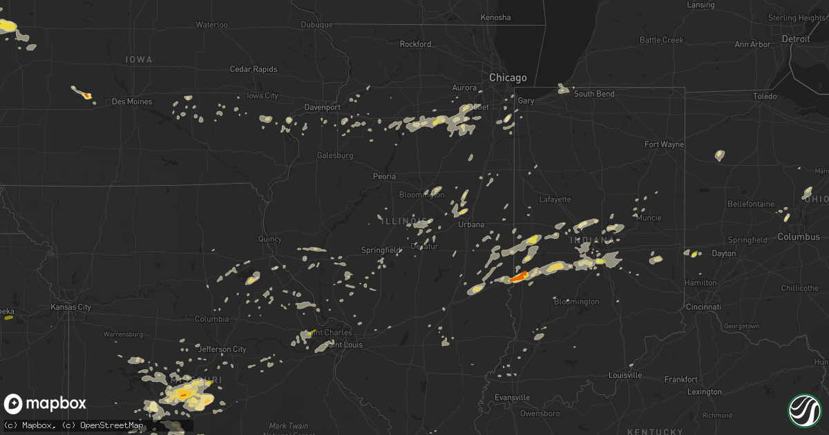 Hail map in Illinois on July 13, 2016