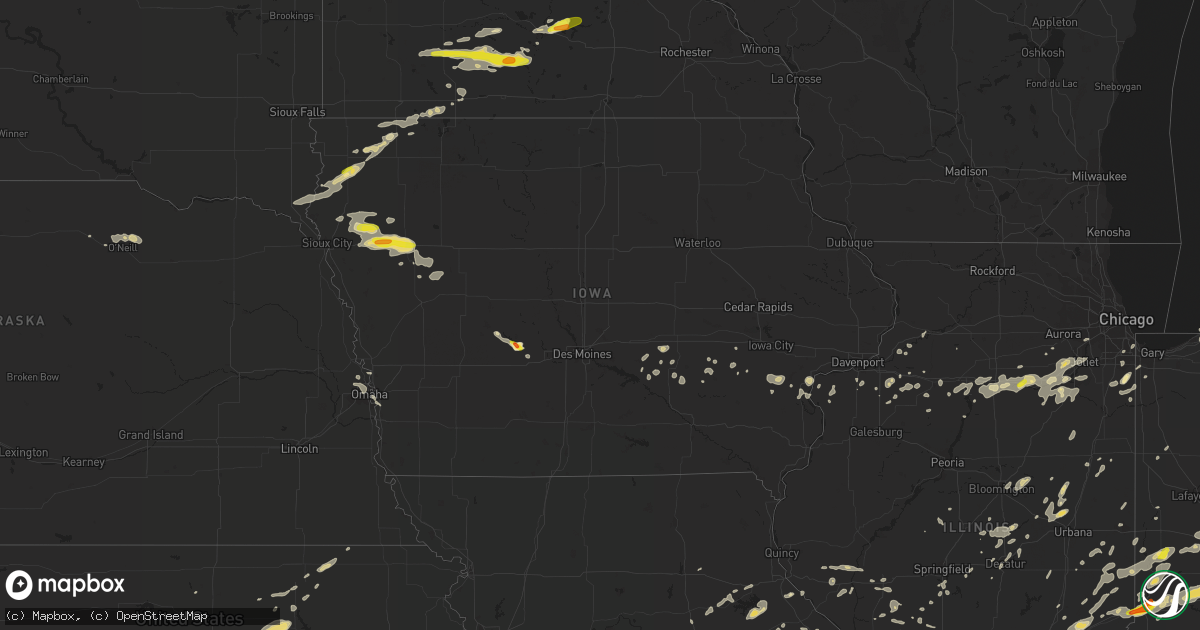 Hail map in Iowa on July 13, 2016