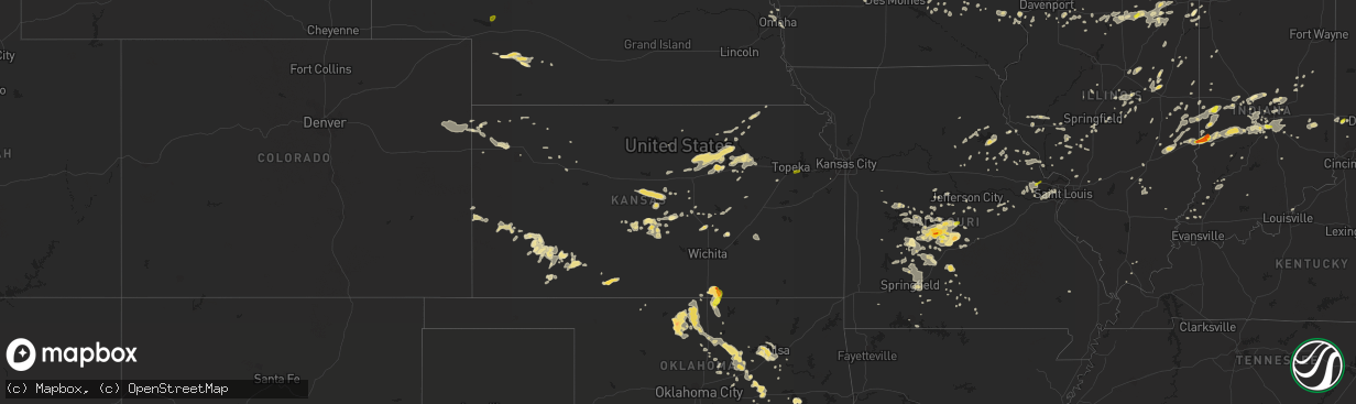 Hail map in Kansas on July 13, 2016