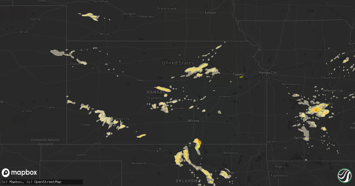 Hail map in Kansas on July 13, 2016