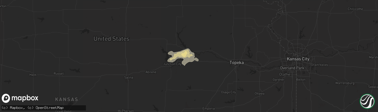 Hail map in Manhattan, KS on July 13, 2016