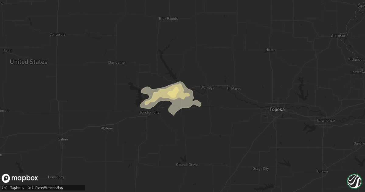 Hail map in Manhattan, KS on July 13, 2016