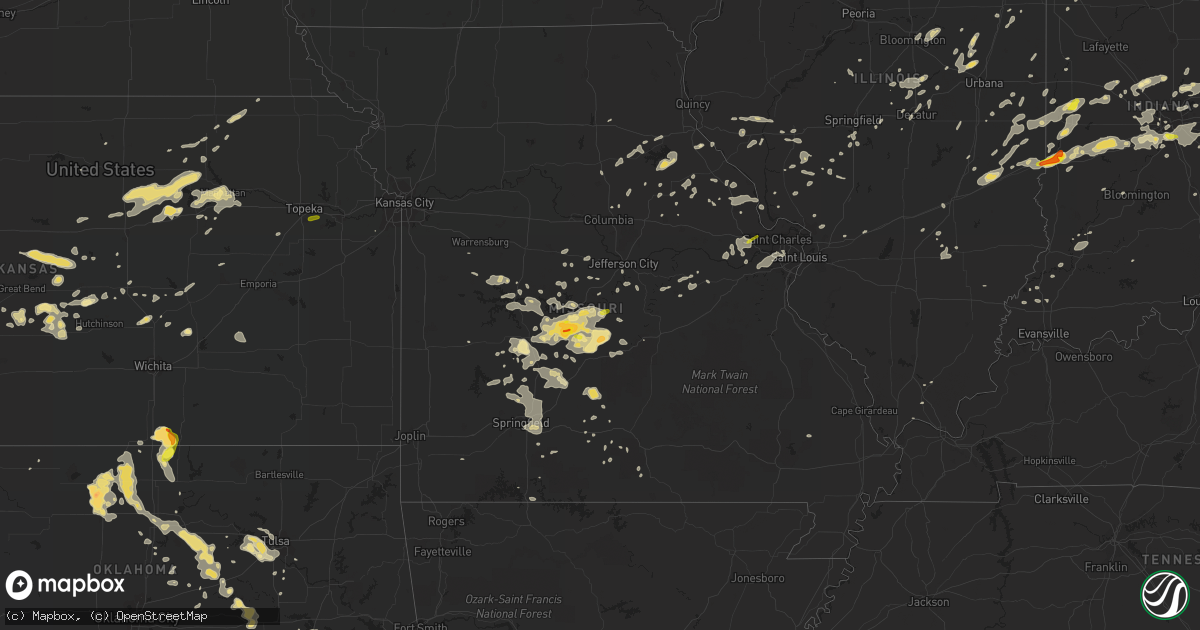 Hail map in Missouri on July 13, 2016