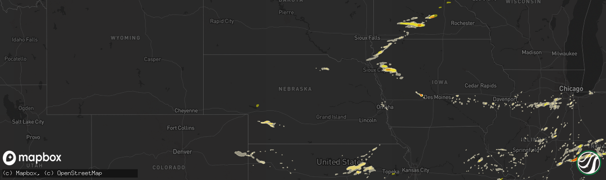 Hail map in Nebraska on July 13, 2016