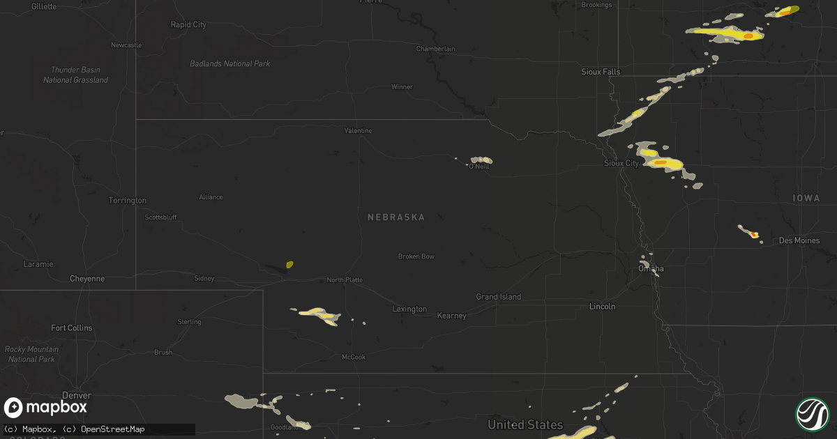 Hail map in Nebraska on July 13, 2016