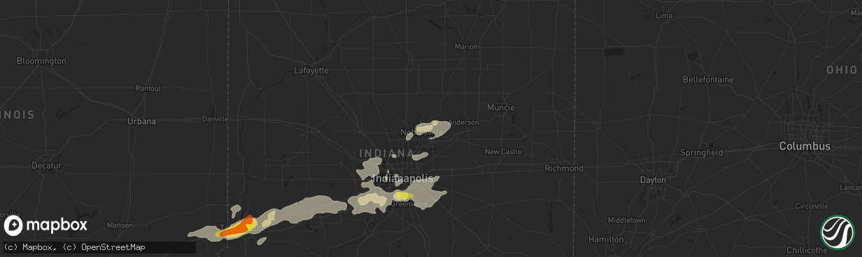 Hail map in Noblesville, IN on July 13, 2016