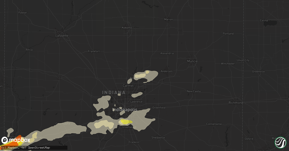 Hail map in Noblesville, IN on July 13, 2016
