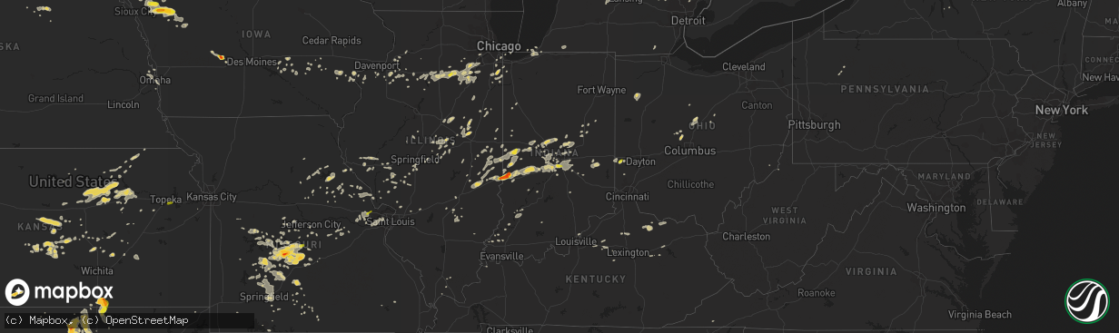 Hail map on July 13, 2016