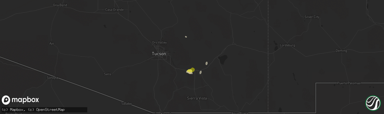 Hail map in Benson, AZ on July 13, 2017