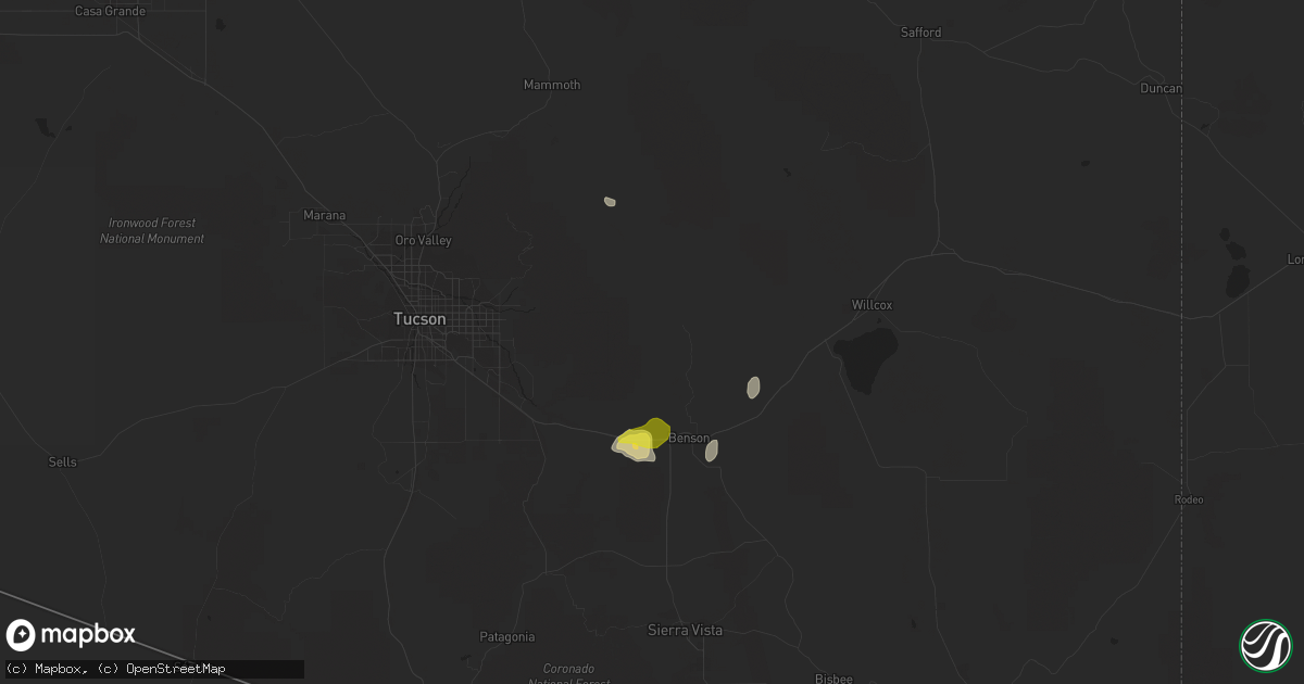 Hail map in Benson, AZ on July 13, 2017