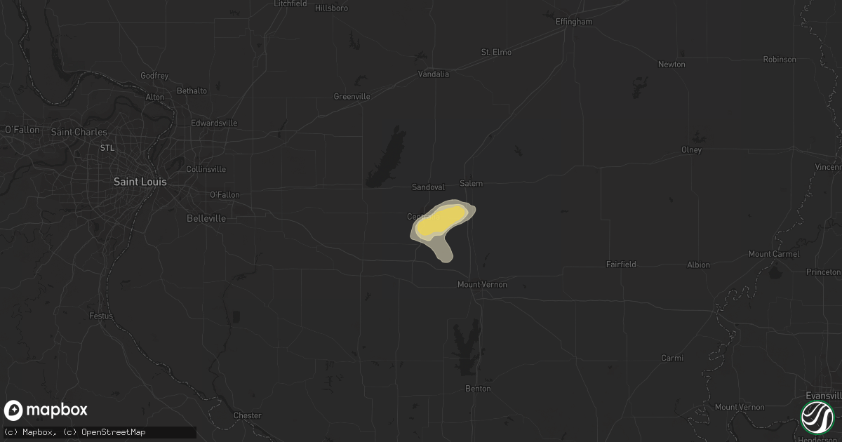 Hail map in Centralia, IL on July 13, 2017