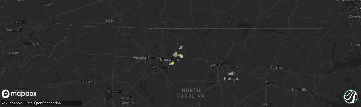 Hail map in Gibsonville, NC on July 13, 2017