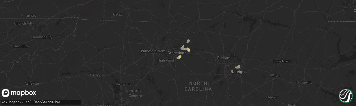 Hail map in Greensboro, NC on July 13, 2017