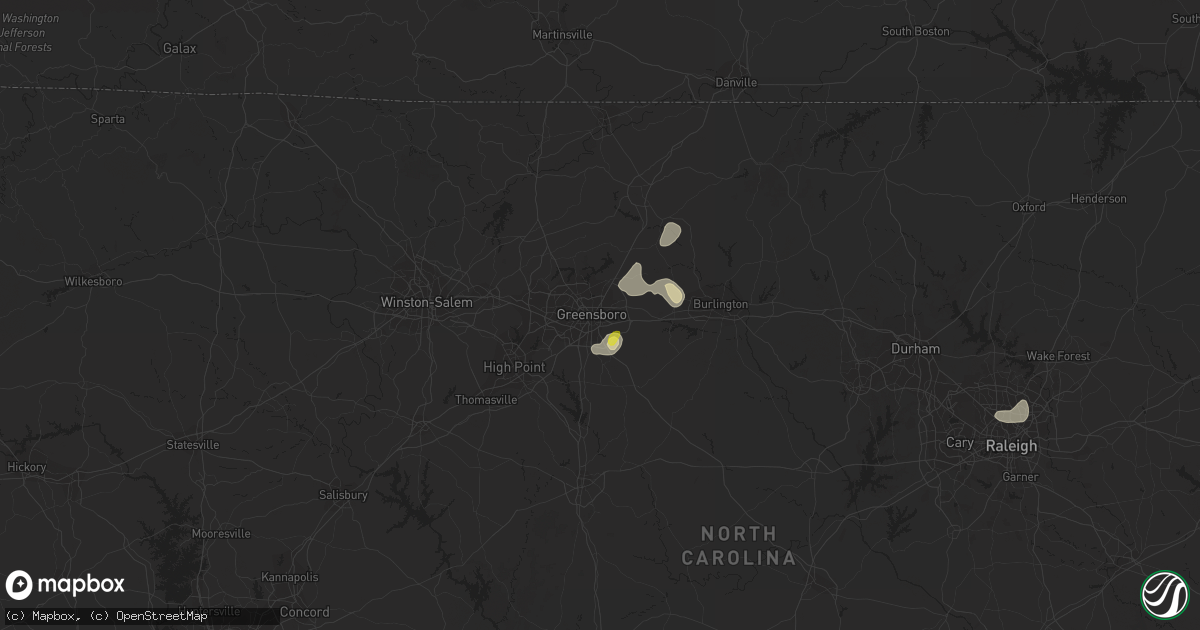 Hail map in Greensboro, NC on July 13, 2017