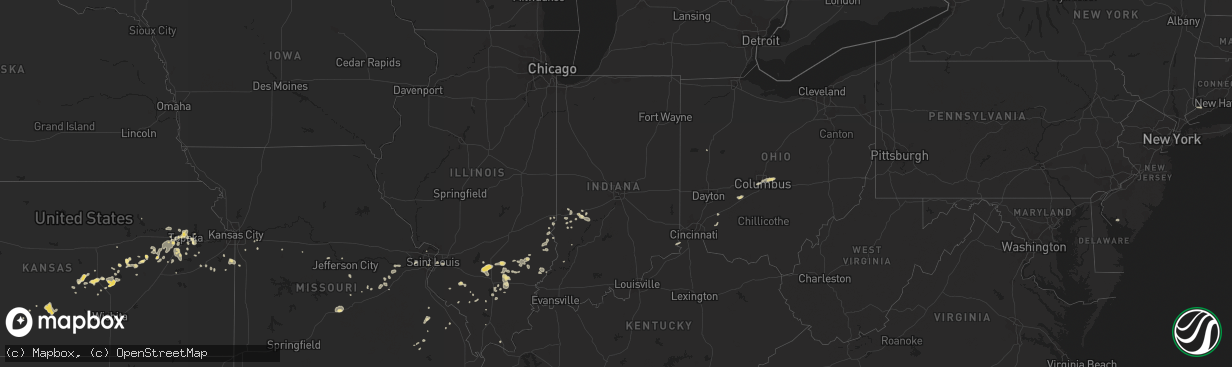 Hail map in Indiana on July 13, 2017