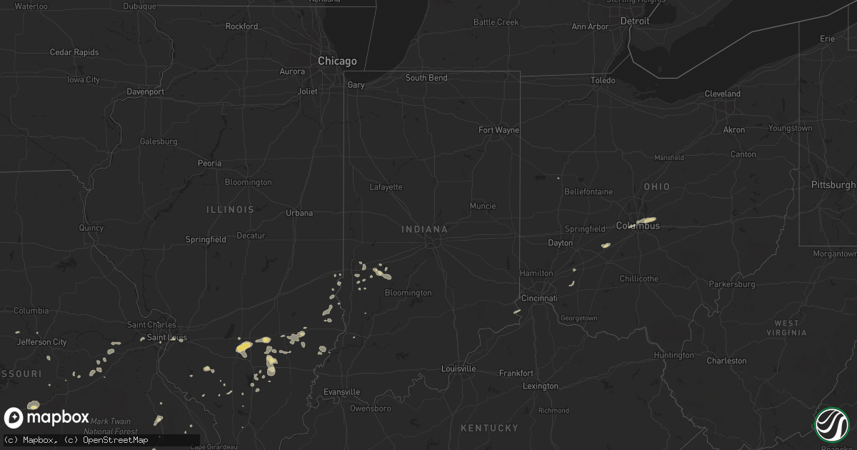Hail map in Indiana on July 13, 2017