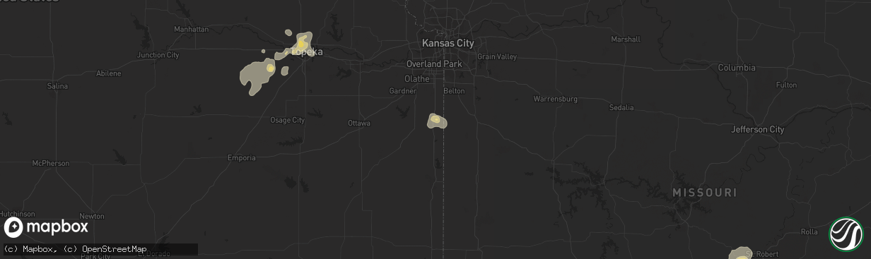 Hail map in Louisburg, KS on July 13, 2017