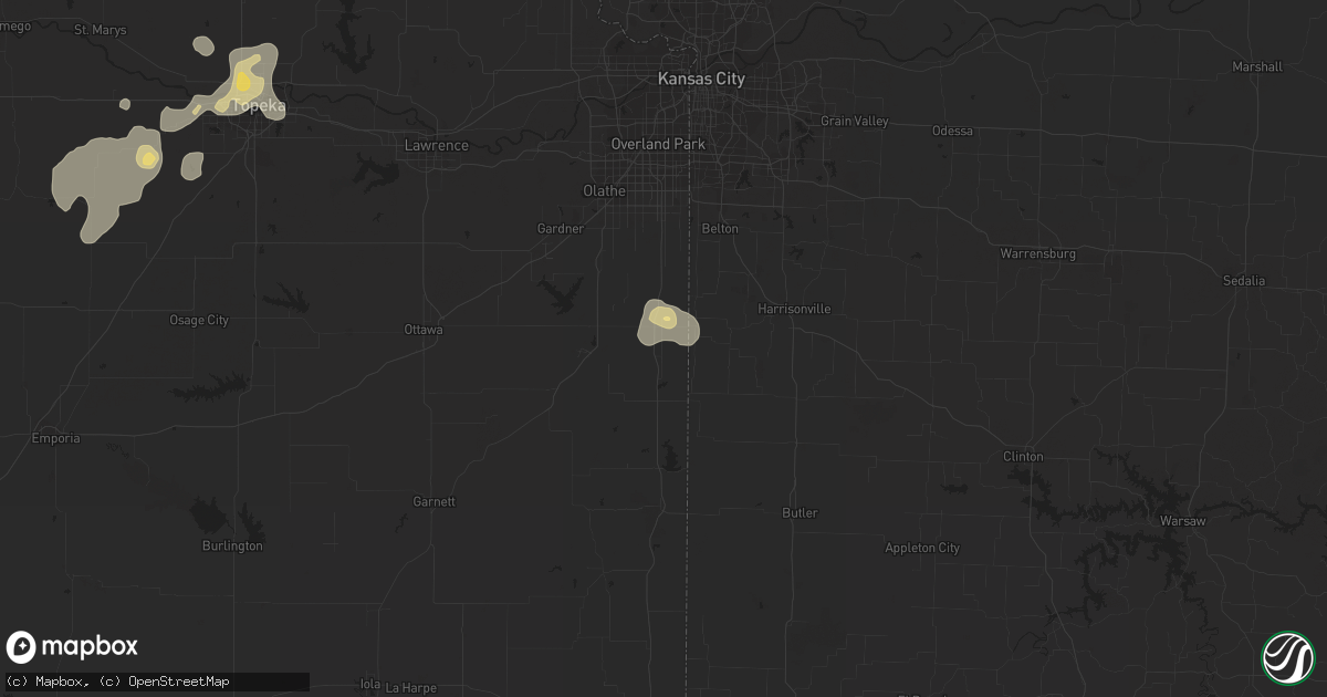 Hail map in Louisburg, KS on July 13, 2017
