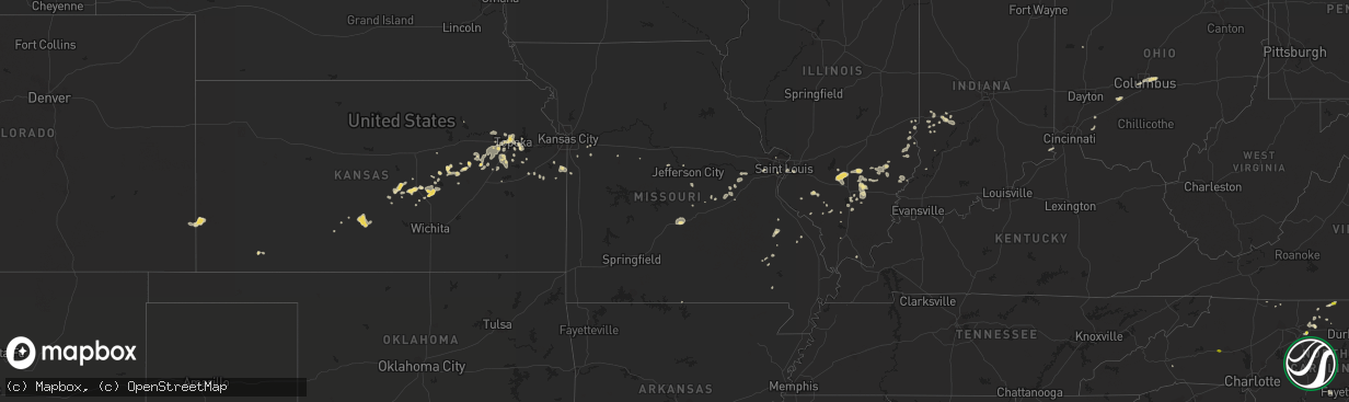 Hail map in Missouri on July 13, 2017