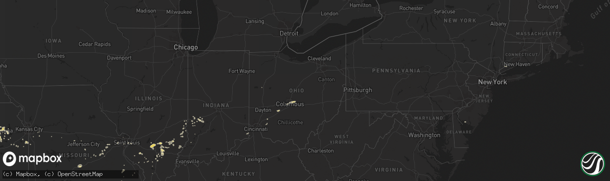 Hail map in Ohio on July 13, 2017