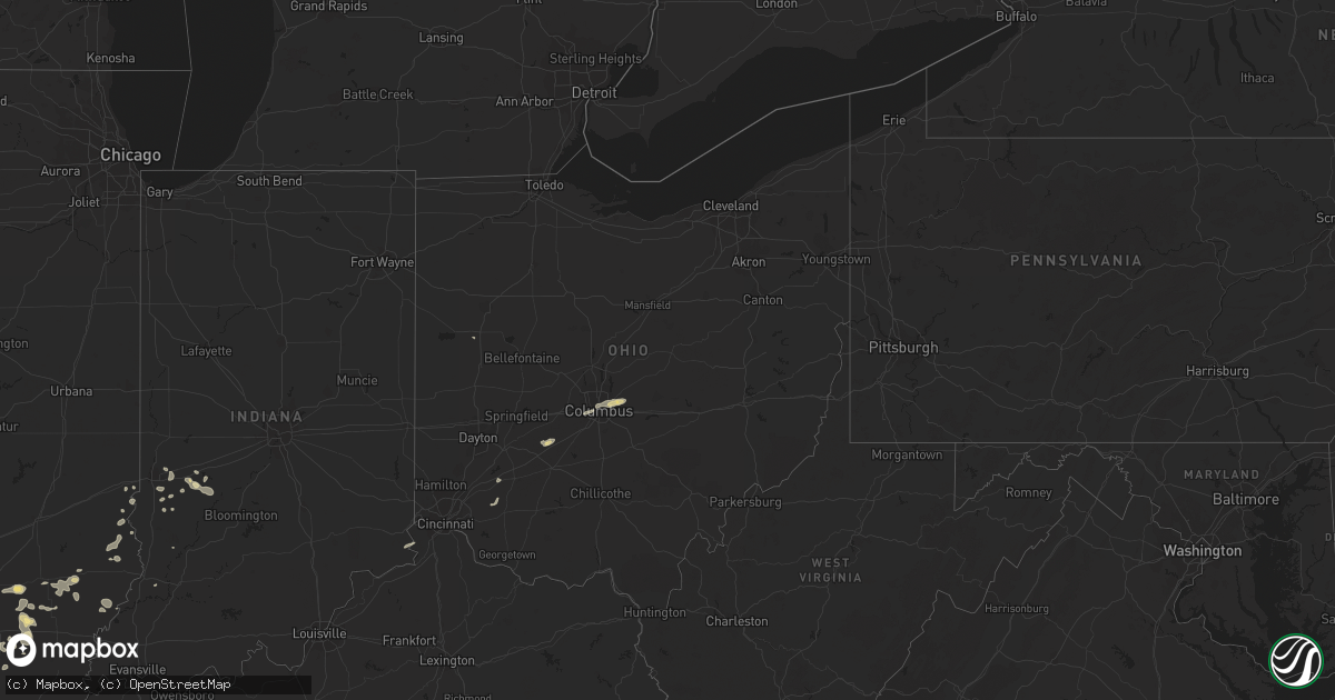 Hail map in Ohio on July 13, 2017