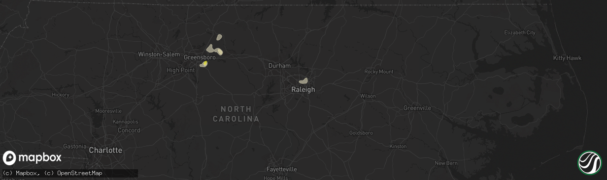 Hail map in Raleigh, NC on July 13, 2017