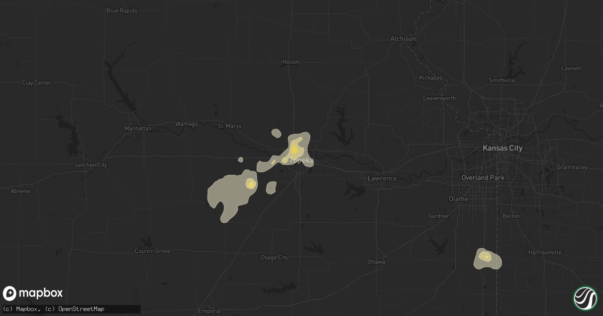 Hail map in Topeka, KS on July 13, 2017