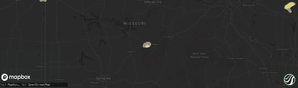 Hail map in Waynesville, MO on July 13, 2017