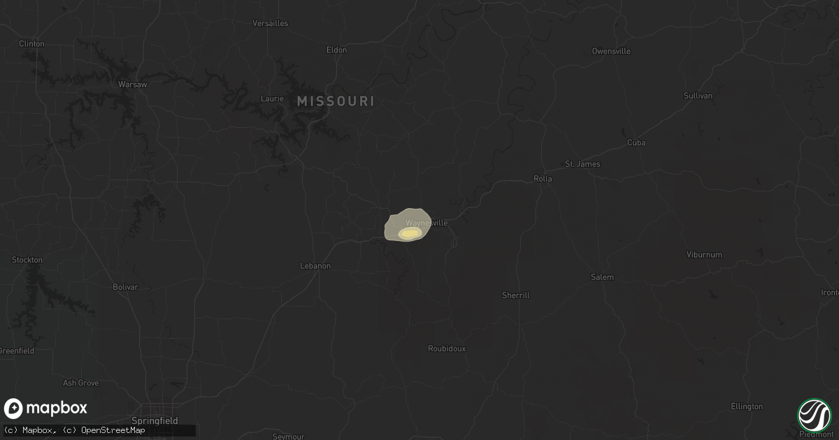 Hail map in Waynesville, MO on July 13, 2017