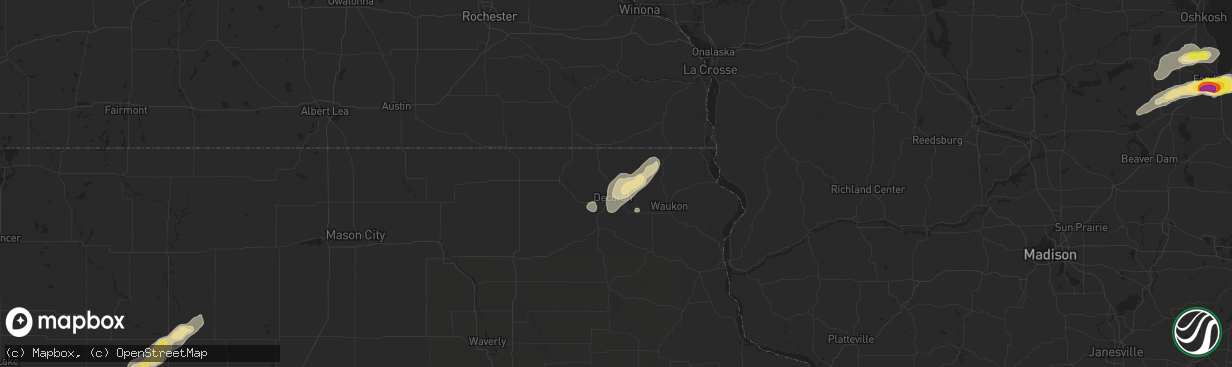 Hail map in Decorah, IA on July 13, 2018