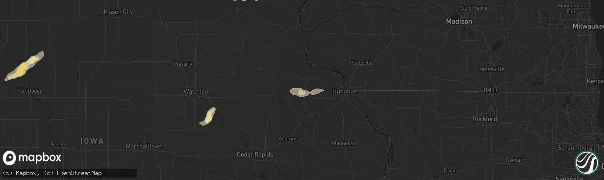 Hail map in Dyersville, IA on July 13, 2018