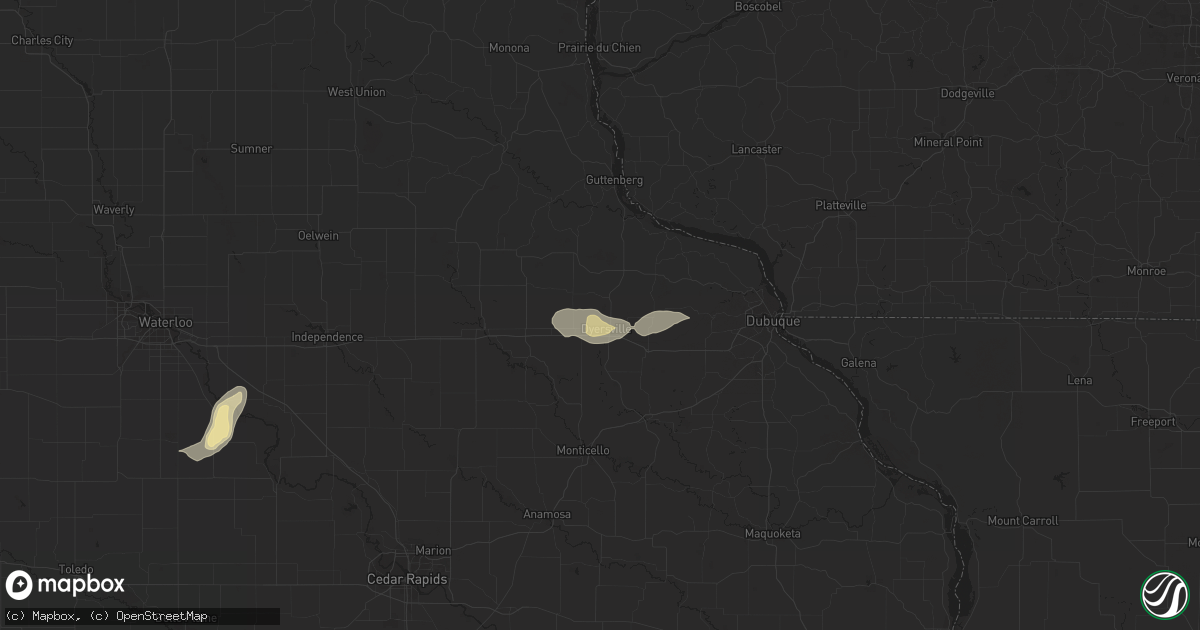 Hail map in Dyersville, IA on July 13, 2018