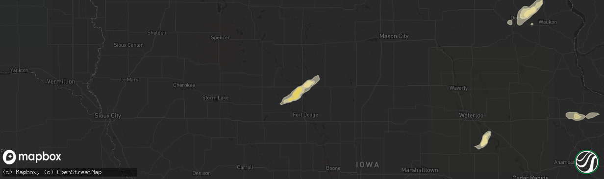 Hail map in Humboldt, IA on July 13, 2018