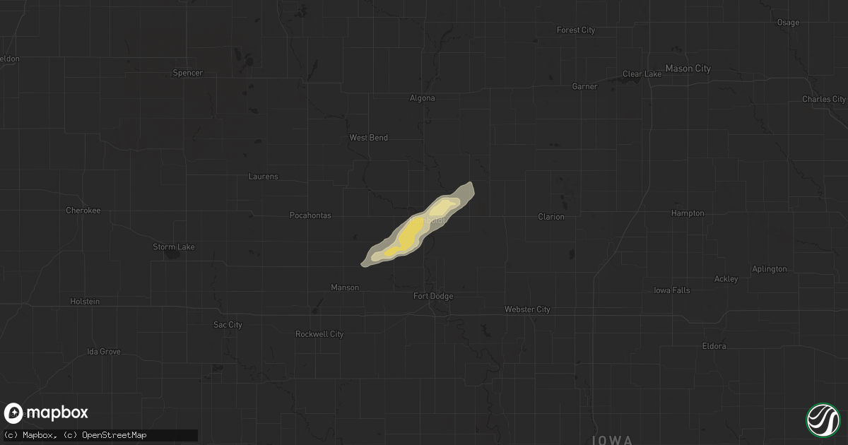 Hail map in Humboldt, IA on July 13, 2018