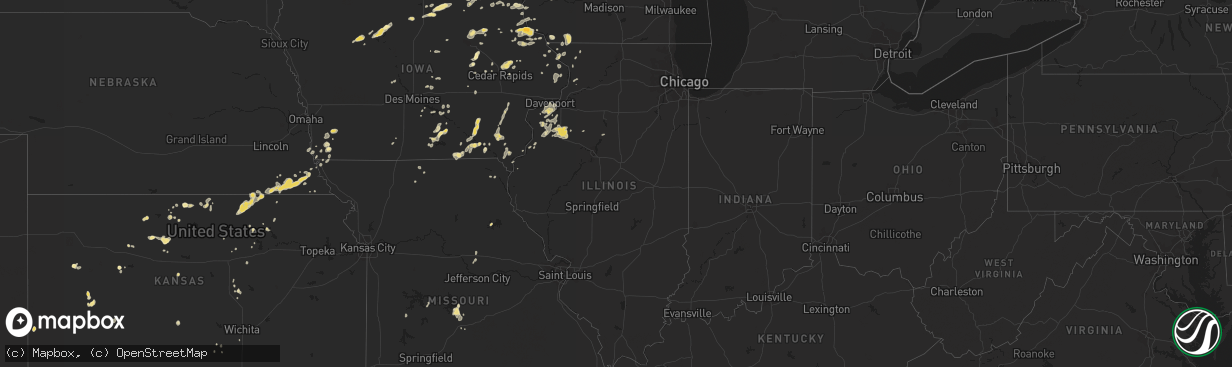 Hail map in Illinois on July 13, 2018