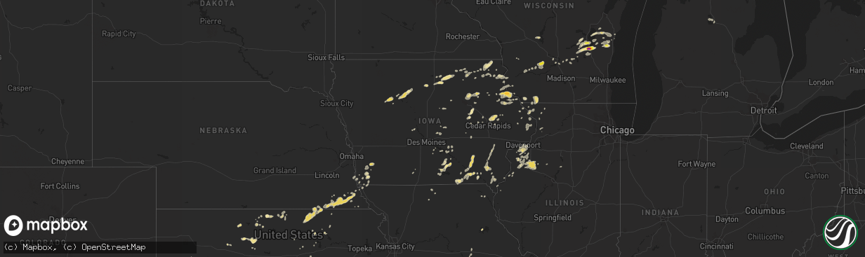 Hail map in Iowa on July 13, 2018