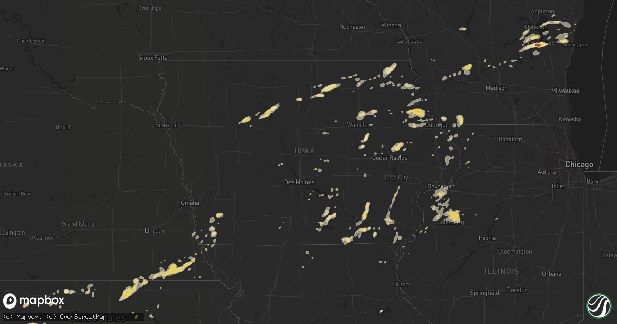 Hail map in Iowa on July 13, 2018