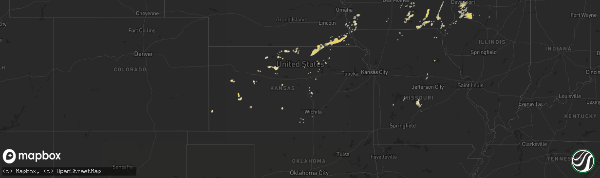 Hail map in Kansas on July 13, 2018