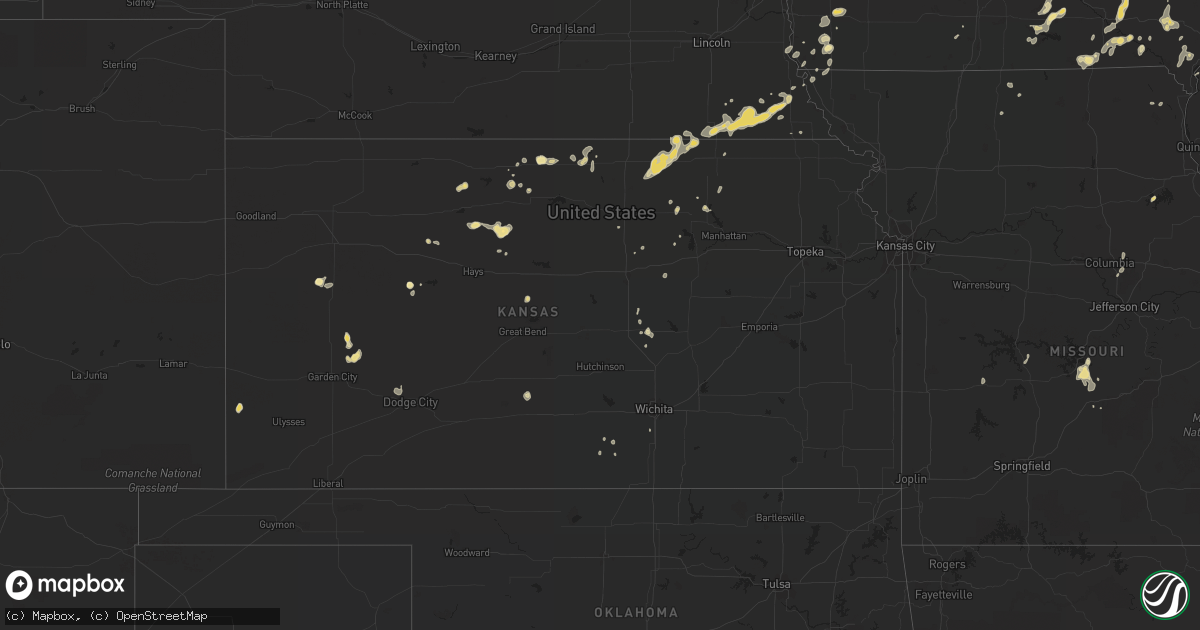 Hail map in Kansas on July 13, 2018