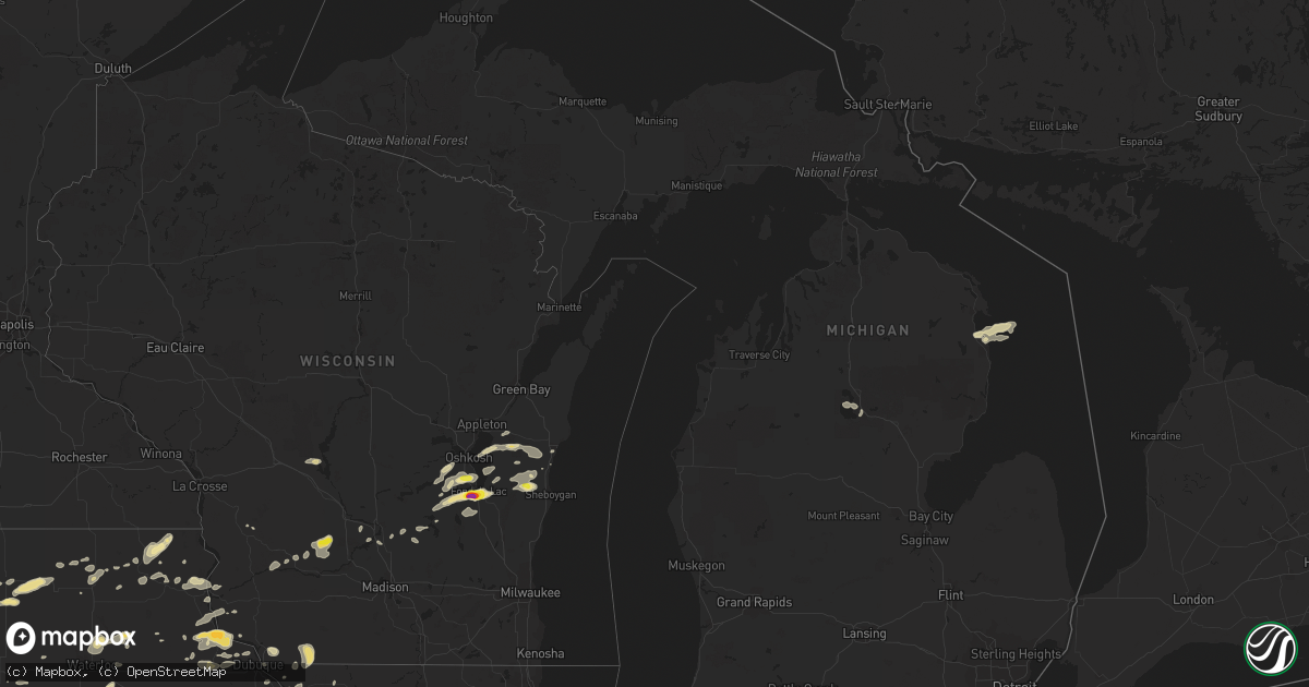 Hail map in Michigan on July 13, 2018