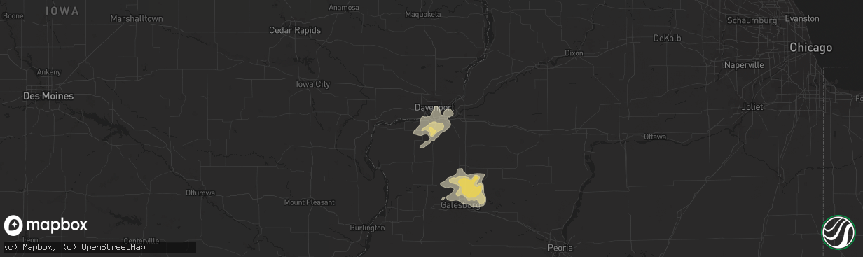 Hail map in Milan, IL on July 13, 2018