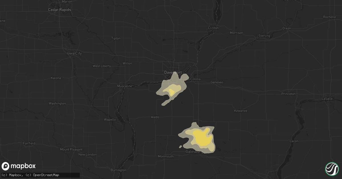 Hail map in Milan, IL on July 13, 2018