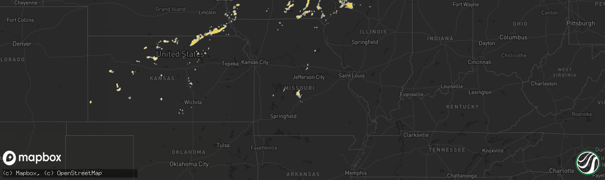 Hail map in Missouri on July 13, 2018