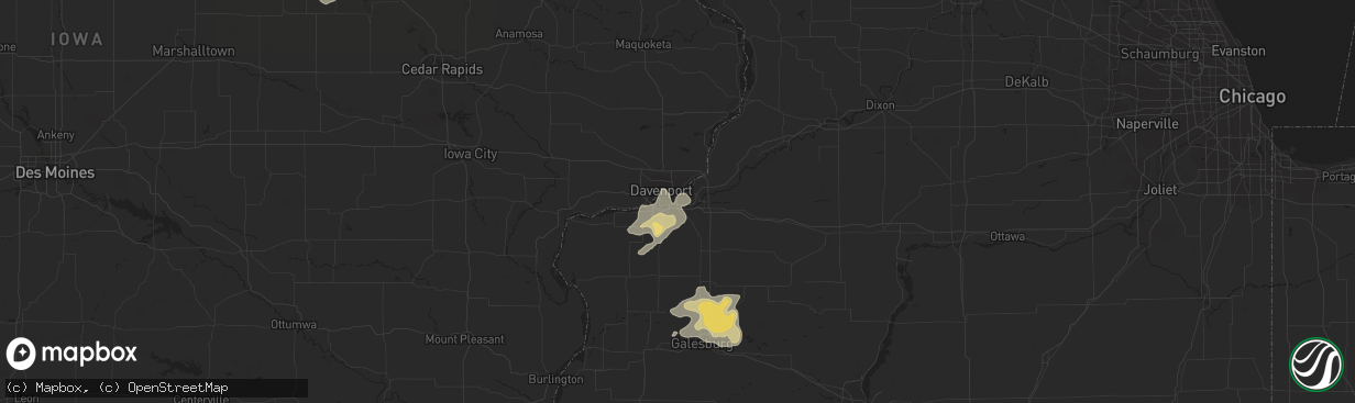 Hail map in Moline, IL on July 13, 2018