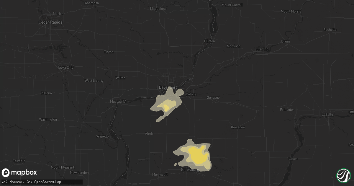Hail map in Moline, IL on July 13, 2018