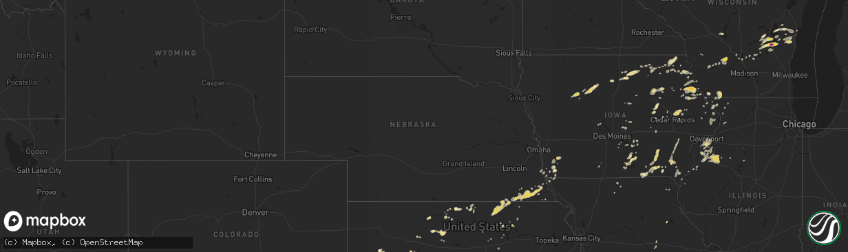 Hail map in Nebraska on July 13, 2018